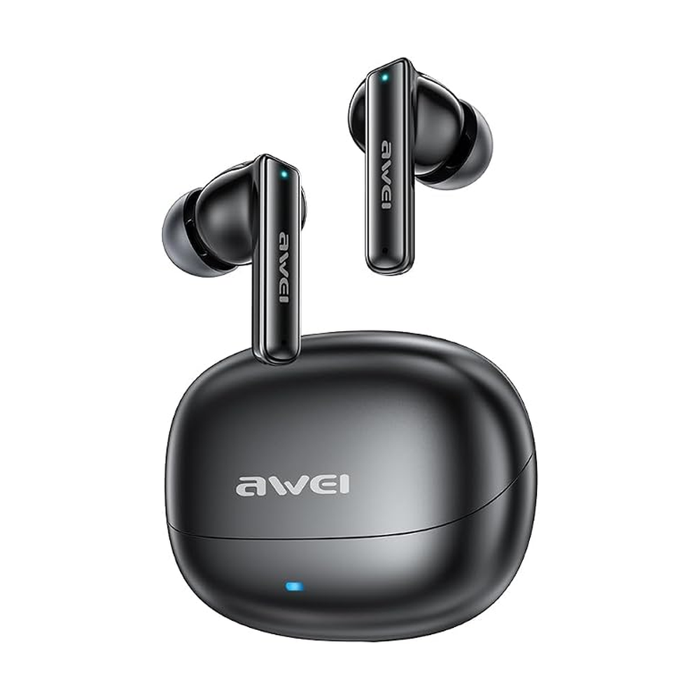 AWEI T88 ANC Wireless Earbuds, Active Noise Cancelling, Bluetooth Earphones with Charging Case, Black
