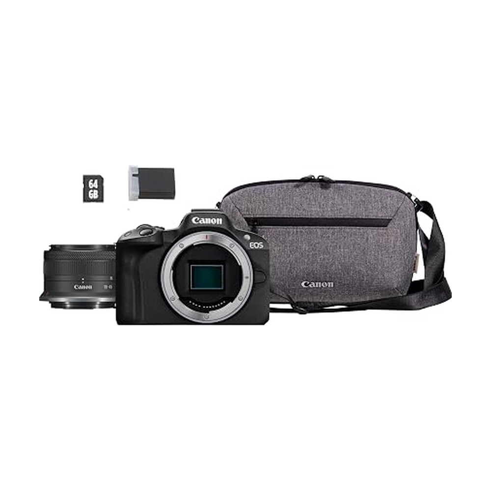 Canon EOS R50 Mirrorless Camera with RF-S 18-45mm Lens, Black