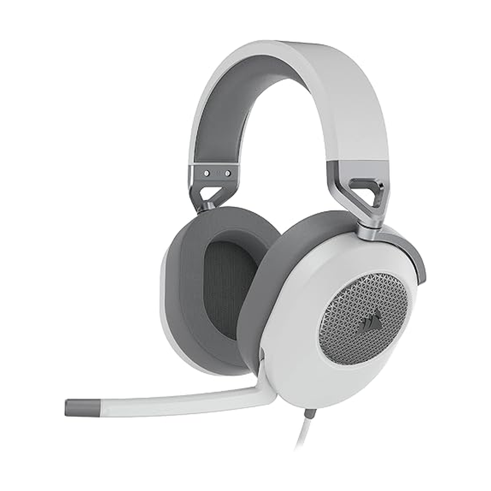 Corsair HS65 Surround Gaming Headset Leatherette Memory Foam Ear Pads, Dolby Audio 7.1 Surround Sound On PC And Mac, SonarWorks SoundID Technology, Multi Platform Compatibility White, One Size