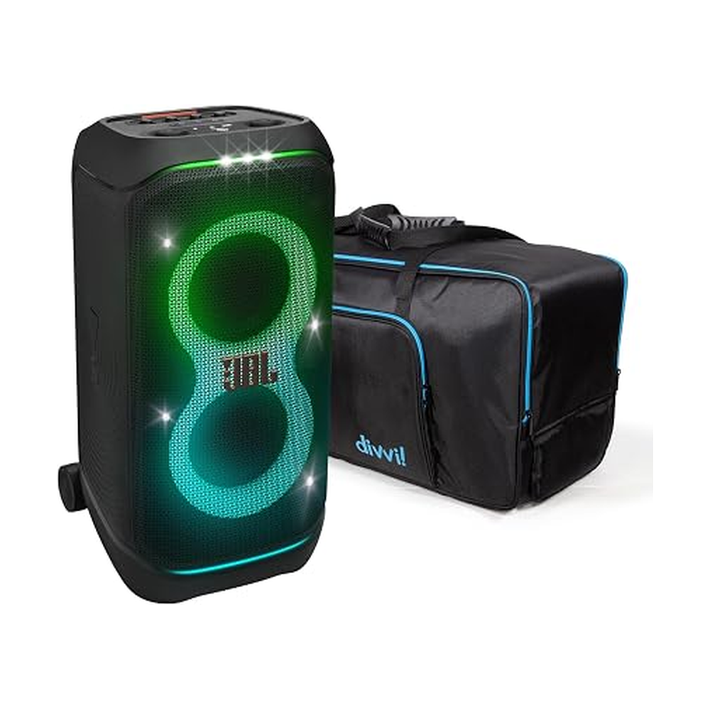 JBL PartyBox Stage 320 - Portable Bluetooth Speaker with divvi Protective Carrying Bag