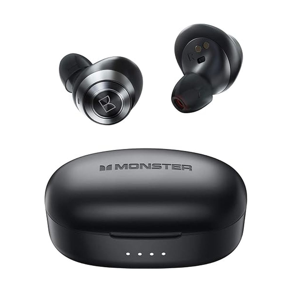Monster Achieve 100 AirLinks Wireless Earbuds, Bluetooth In-Ear Headphones with Mic, 24-Hour Battery, Black